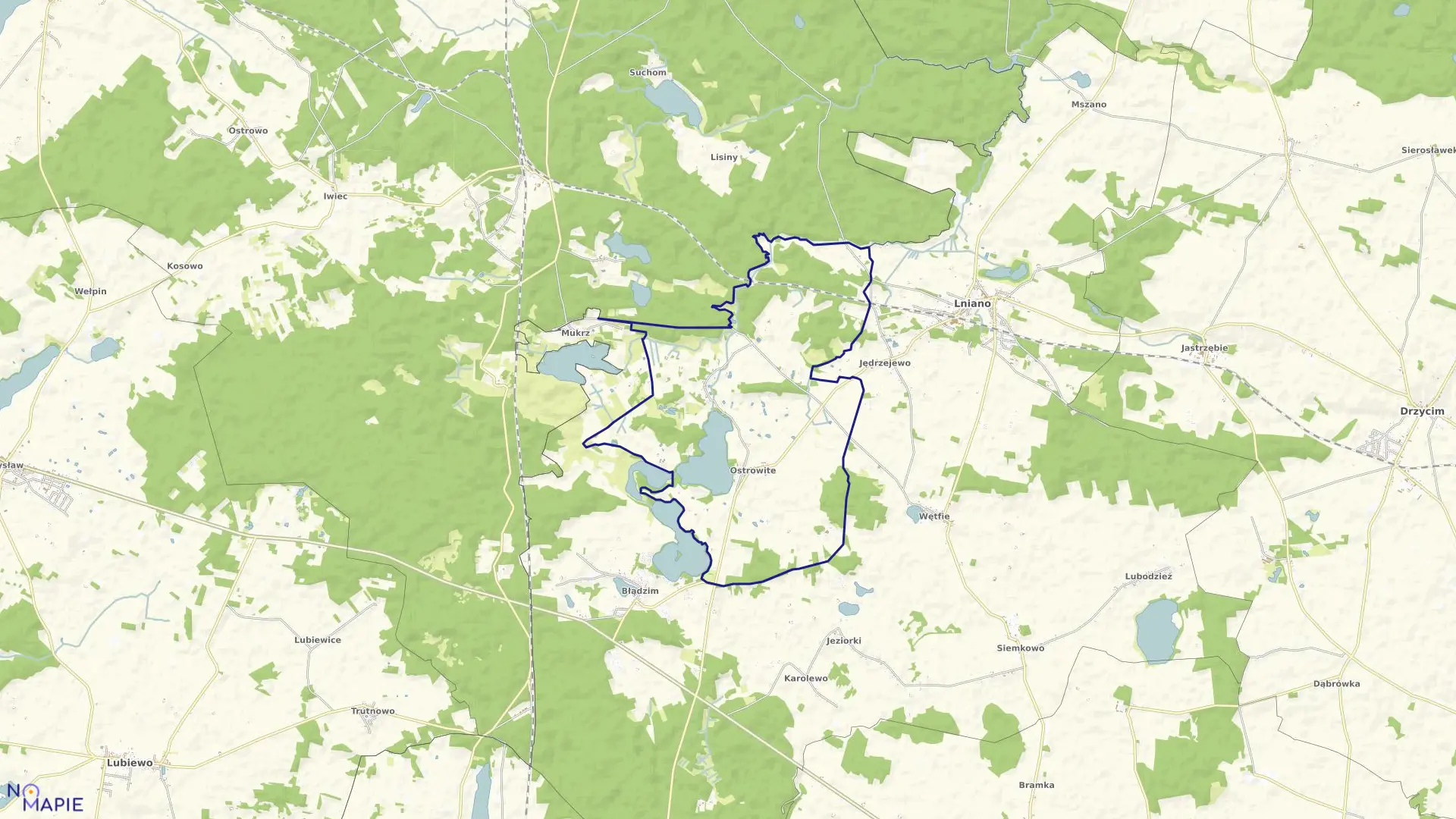 Mapa obrębu Ostrowite w gminie Lniano